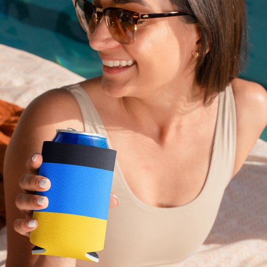 Gele blauwe strepen blikjeskoeler