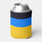 Gele blauwe strepen blikjeskoeler (Blikje Voorkant)