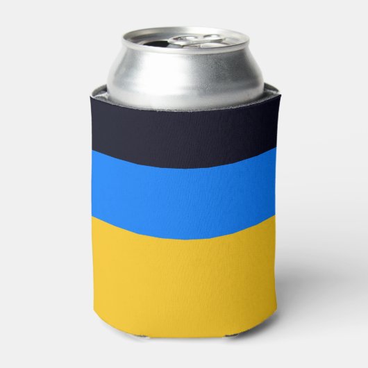 Gele blauwe strepen blikjeskoeler (Blikje Voorkant)