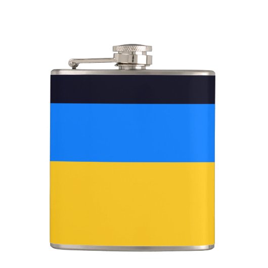 Gele blauwe strepen heupfles (Voorkant)