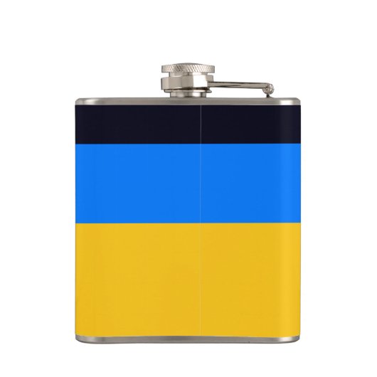 Gele blauwe strepen heupfles (Achterkant)