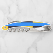 Gele blauwe strepen kurkentrekker (Achterkant)