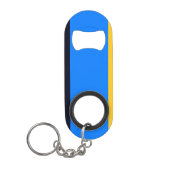 Gele blauwe strepen mini flessenopener (Voorkant)