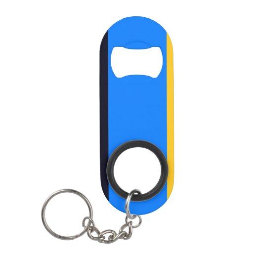 Gele blauwe strepen mini flessenopener (Voorkant)