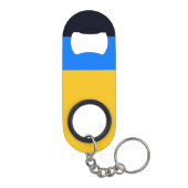 Gele blauwe strepen mini flessenopener (Achterkant)