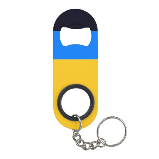 Gele blauwe strepen mini flessenopener (Achterkant)