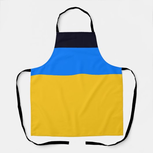 Gele blauwe strepen schort (Voorkant)