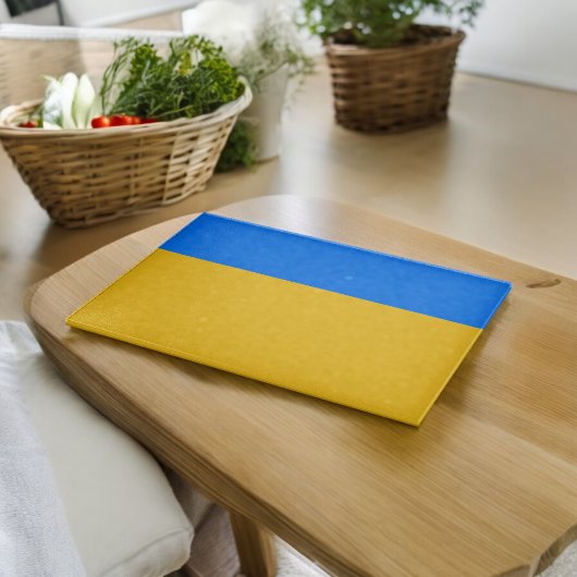 Gele blauwe strepen snijplank