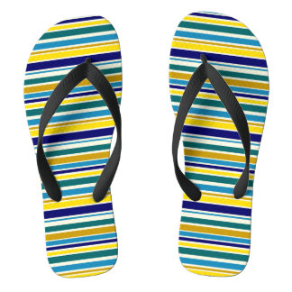 Gele blauwe strepen teenslippers