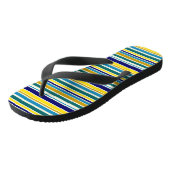 Gele blauwe strepen teenslippers (Schuin)