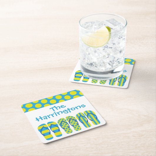 Gele blauwe Teenslippers Aangepaste Onderzetters p (Insitu)