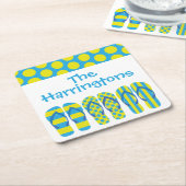 Gele blauwe Teenslippers Aangepaste Onderzetters p (Schuin)