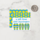 Gele & Blauwe Teenslippers Gift Enclosure Kaarten Notitiekaartje (Voorkant / Achterkant in situ)