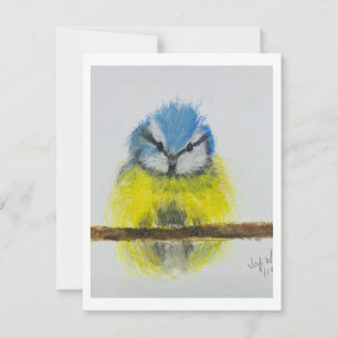 Gele Blauwe Vogel Notitiekaart Originele Kunst