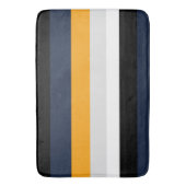 Gele, blauwe, witte en zwarte strepen badmat (Voorkant Verticaal)