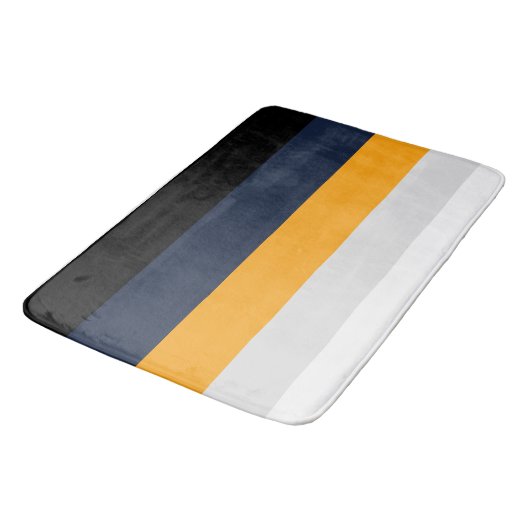 Gele, blauwe, witte en zwarte strepen badmat (Gekanteld)