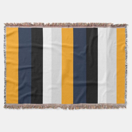 Gele, blauwe, witte en zwarte strepen deken (Voorkant)