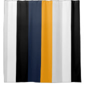 Gele, blauwe, witte en zwarte strepen douchegordijn (Voorkant)