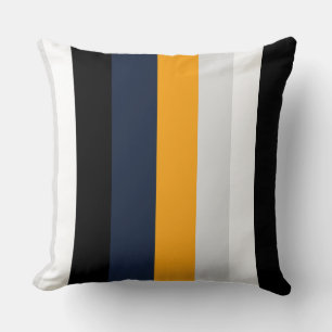 Gele, blauwe, witte en zwarte strepen kussen