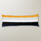 Gele, blauwe, witte en zwarte strepen lichaamskussen (Achterkant)