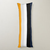 Gele, blauwe, witte en zwarte strepen lichaamskussen (Achterkant (Verticaal))