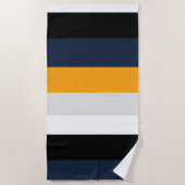 Gele, blauwe, witte en zwarte strepen strandlaken (Voorkant)