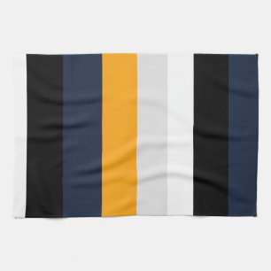 Gele, blauwe, witte en zwarte strepen theedoek