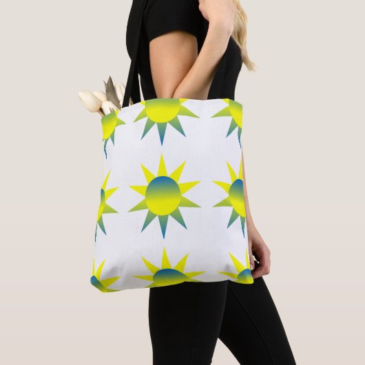 Gele Blauwe Zon Tote Bag (Dichtbij)