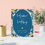 Gele Blauwe Zonnebloem welkom op onze bruiloft Acryl Bord (Huwelijk)