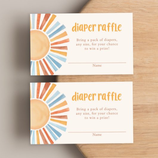 Gele blauwe zonneschijnboho diaper raffinagekaarte informatiekaartje