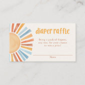 Gele blauwe zonneschijnboho diaper raffinagekaarte informatiekaartje (Voorkant)
