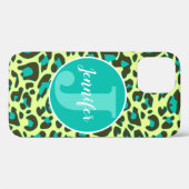 Gele Blauwgroen luipaard printplaat Rockabilly Pat Case-Mate iPhone Case (Achterkant (horizontaal))