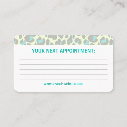 Gele Blauwgroen luipaard printplaat Rockabilly Pat Visitekaartje (Achterkant)