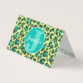 Gele Blauwgroen luipaard printplaat Rockabilly Pat Visitekaartje (Voorkant)
