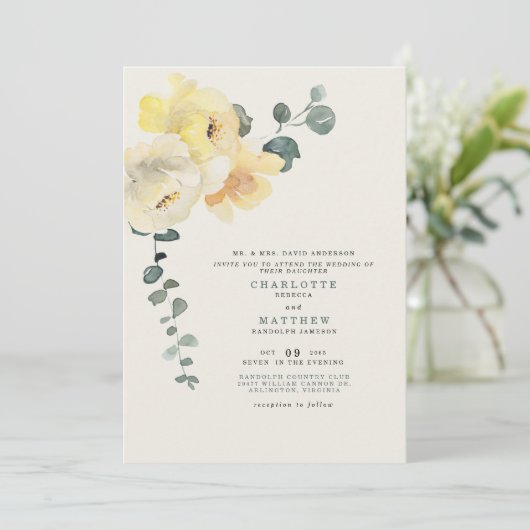 Gele Blauwgroen pony's en Cream Wedding Bride-oude Kaart (Staand voorkant)