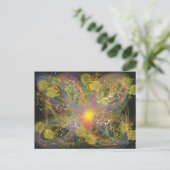 Gele bliksem Starburst Fantasie Abstracte Kunst Briefkaart (Staand voorkant)