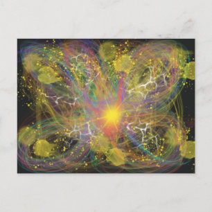Gele bliksem Starburst Fantasie Abstracte Kunst Briefkaart