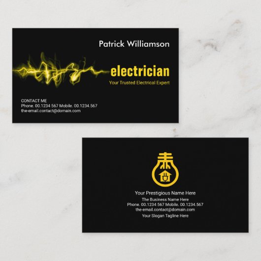 Gele bliksemafleider Elektrische Strike Electrice Visitekaartje (Voorkant / Achterkant)