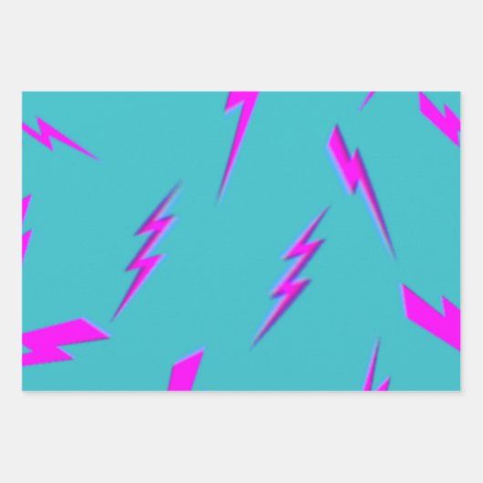 Gele Bliksemblauwe Achtergrond Y2K Patroon Inpakpapier Vel (Voorkant 3)