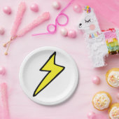 Gele bliksembolt papieren bordje (Feest)