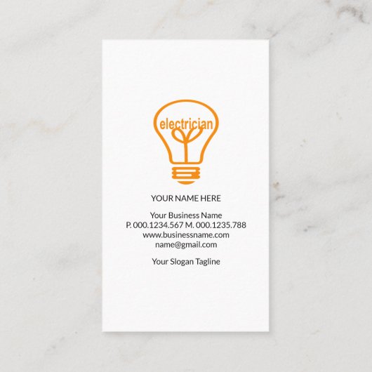 Gele bliksembolt Witte elektricien Visitekaartje (Achterkant)