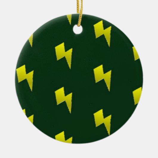 Gele bliksembouten patroon keramisch ornament (Voorkant)