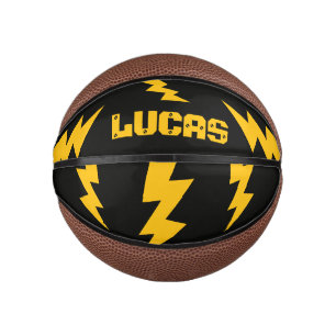 Gele blikseminslag flits aangepaste naam basketbal