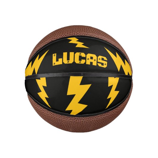 Gele blikseminslag flits aangepaste naam basketbal (Voorkant)