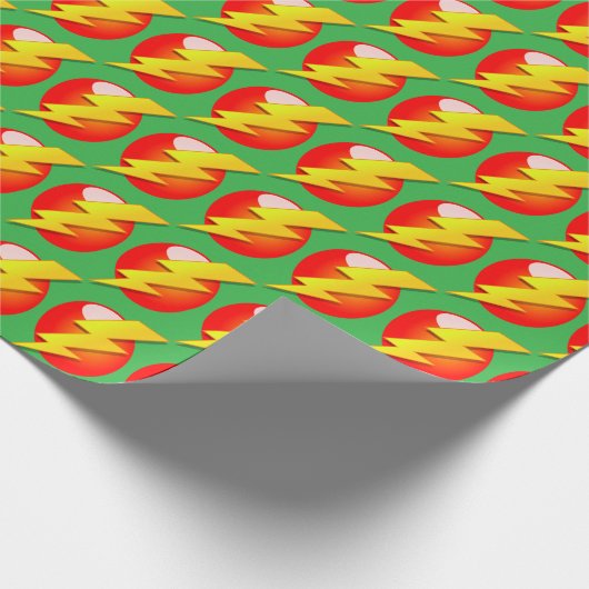 gele bliksemschicht cadeaupapier (Hoek)