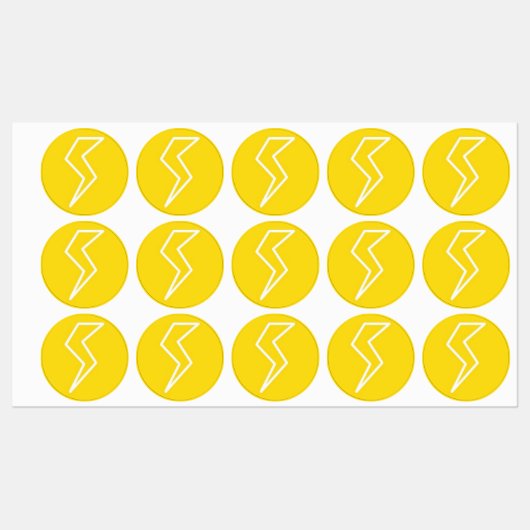 Gele bliksemschicht elektriciteit labels (Vel)
