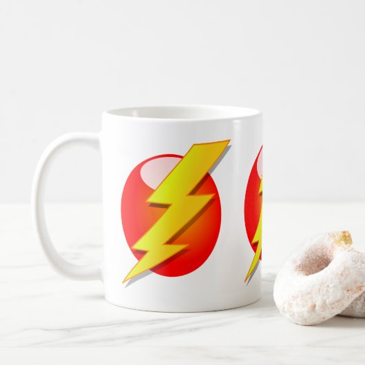 gele bliksemschicht koffiemok (Met donut)