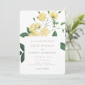Gele  Bloedbloem Uitnodiging tot bruiloft (Staand voorkant)