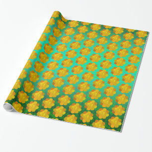 Gele bloeiende bloem cadeaupapier