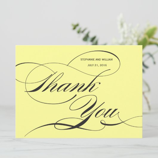 Gele bloeiende bruiloft dank u kaart (Staand voorkant)